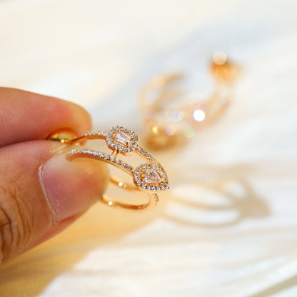 [OrnoraJewelry]CREOLES MY TWIN 2 RANGS SILVER DIAMOND EARRINGS