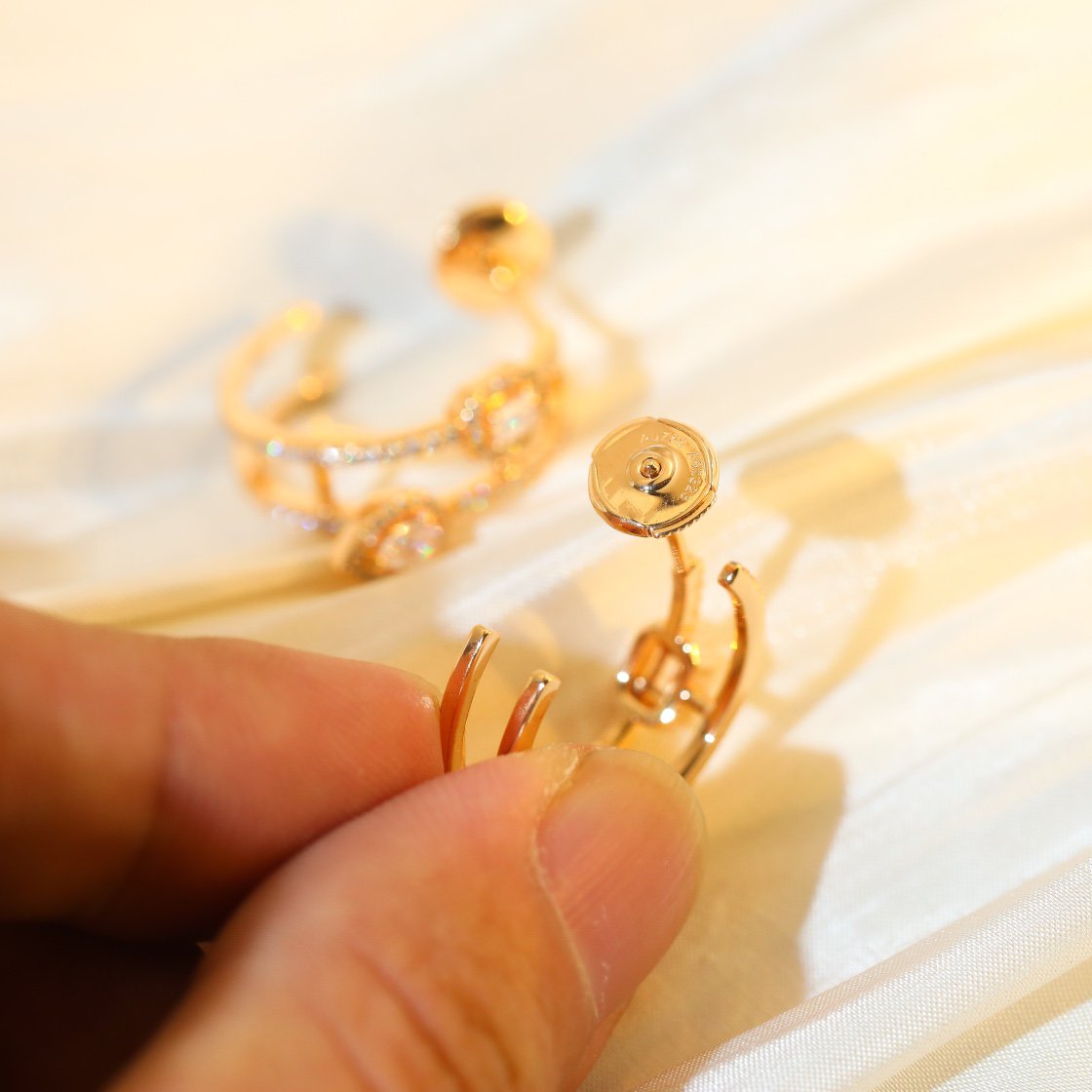 [OrnoraJewelry]CREOLES MY TWIN 2 RANGS SILVER DIAMOND EARRINGS