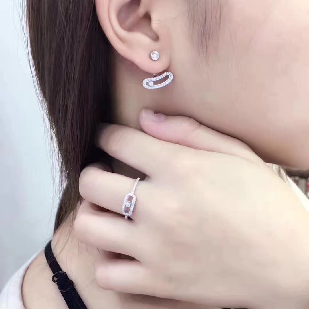 [OrnoraJewelry]MOVE UNO SILVER DIAMOND EARRINGS