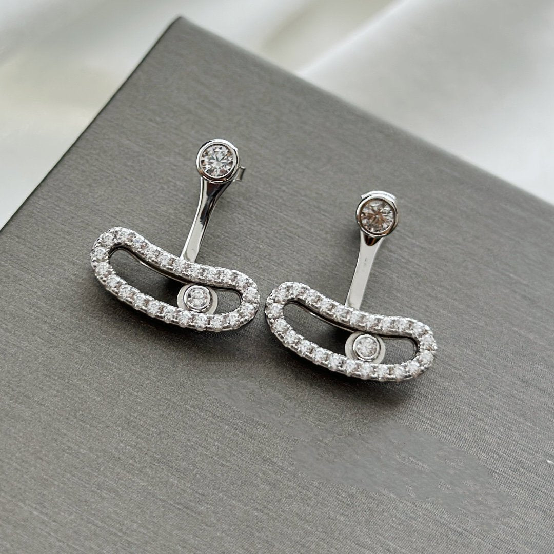 [OrnoraJewelry]MOVE UNO SILVER DIAMOND EARRINGS