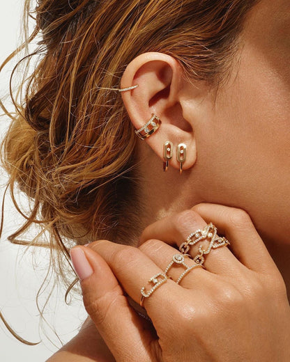 [OrnoraJewelry]CREOLES MOVE UNO MINI 1 DIAMOND EARRINGS