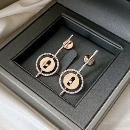 [OrnoraJewelry]LUCKY MOVE ARROW PINK GOLD DIAMOND EARRINGS