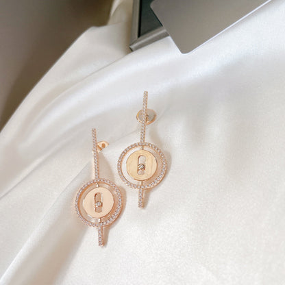 [OrnoraJewelry]LUCKY MOVE ARROW PINK GOLD DIAMOND EARRINGS