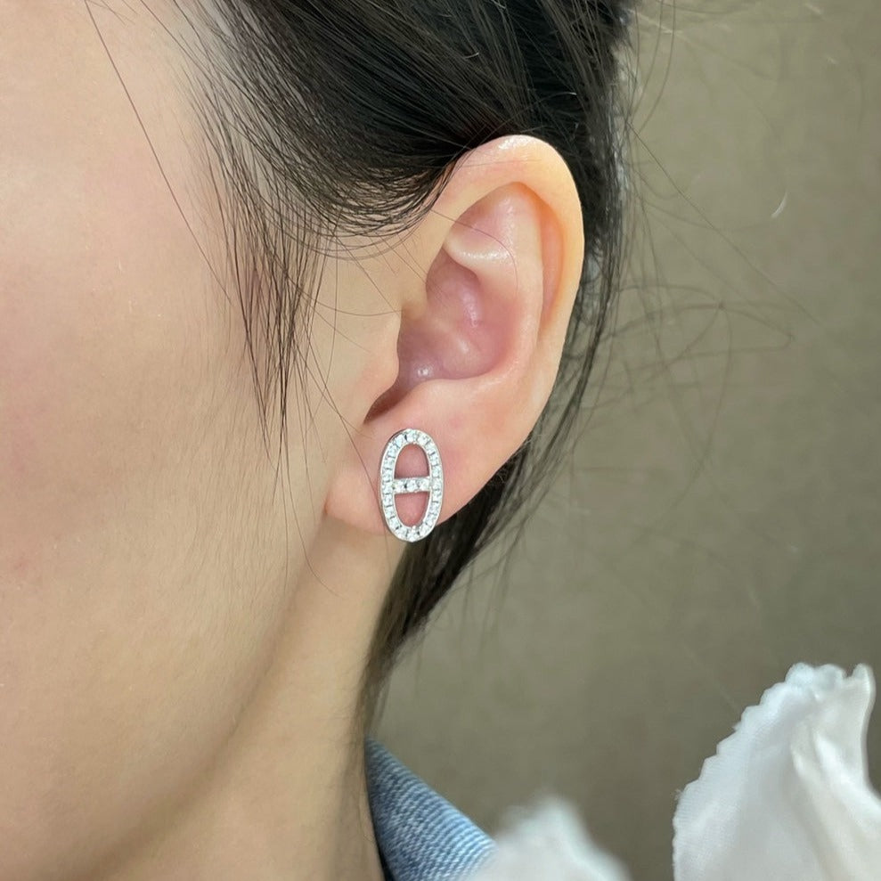 [OrnoraJewelry]HM FULL DIAMOND PIG NOSE STUD EARRINGS