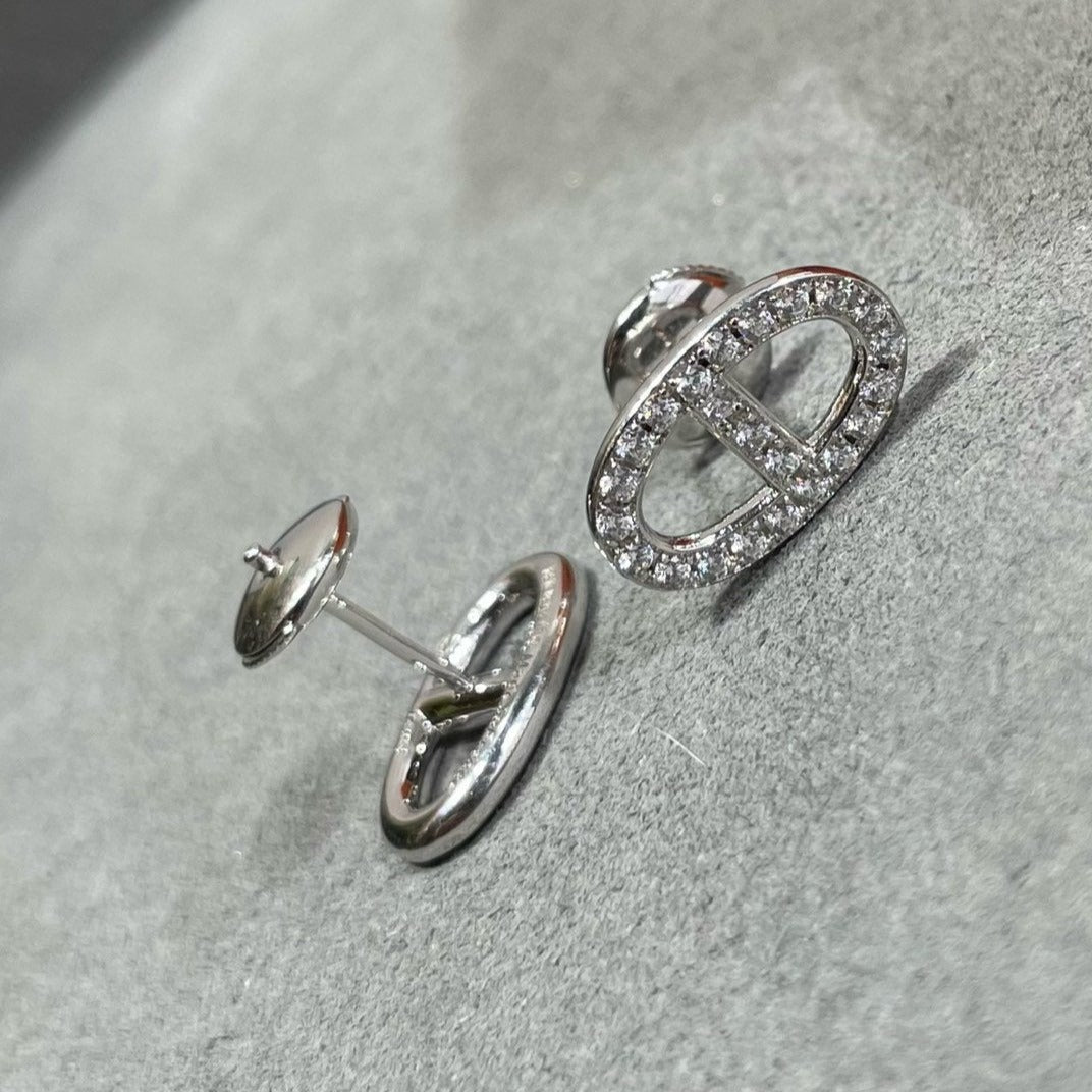 [OrnoraJewelry]HM FULL DIAMOND PIG NOSE STUD EARRINGS