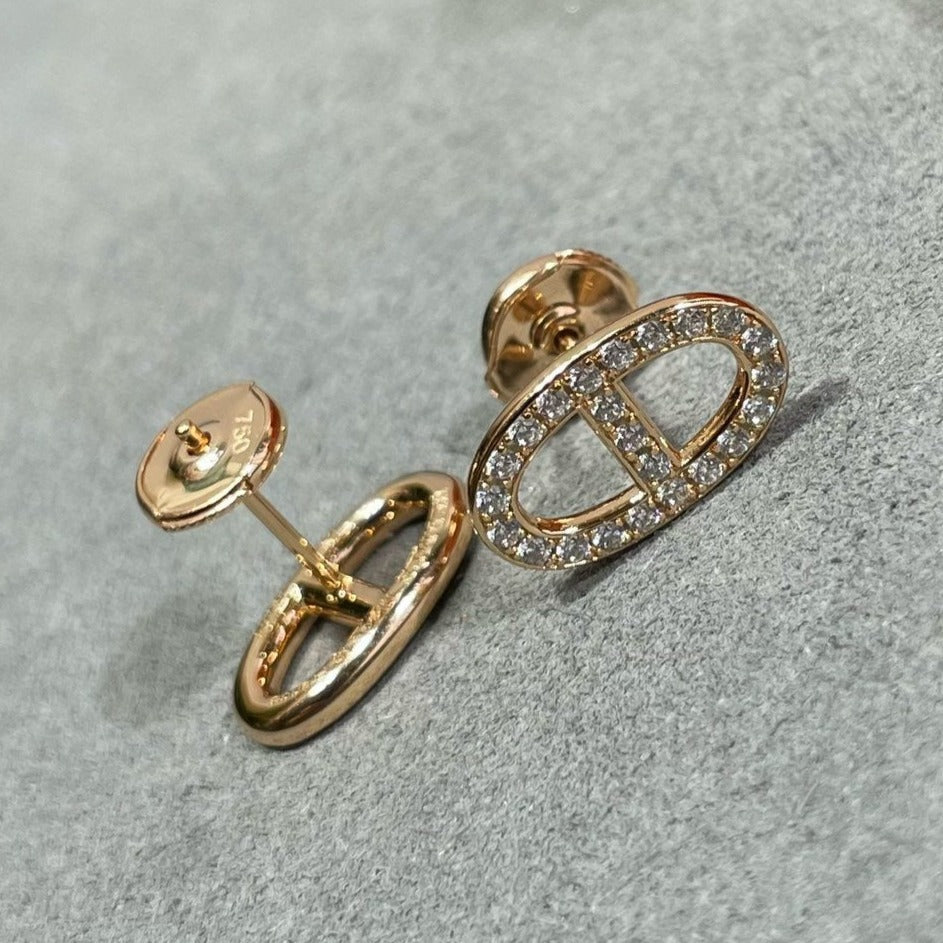 [OrnoraJewelry]HM FULL DIAMOND PIG NOSE STUD EARRINGS