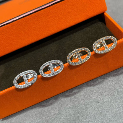 [OrnoraJewelry]HM FULL DIAMOND PIG NOSE STUD EARRINGS