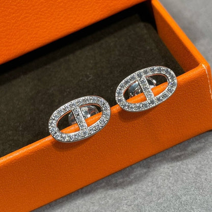 [OrnoraJewelry]HM FULL DIAMOND PIG NOSE STUD EARRINGS