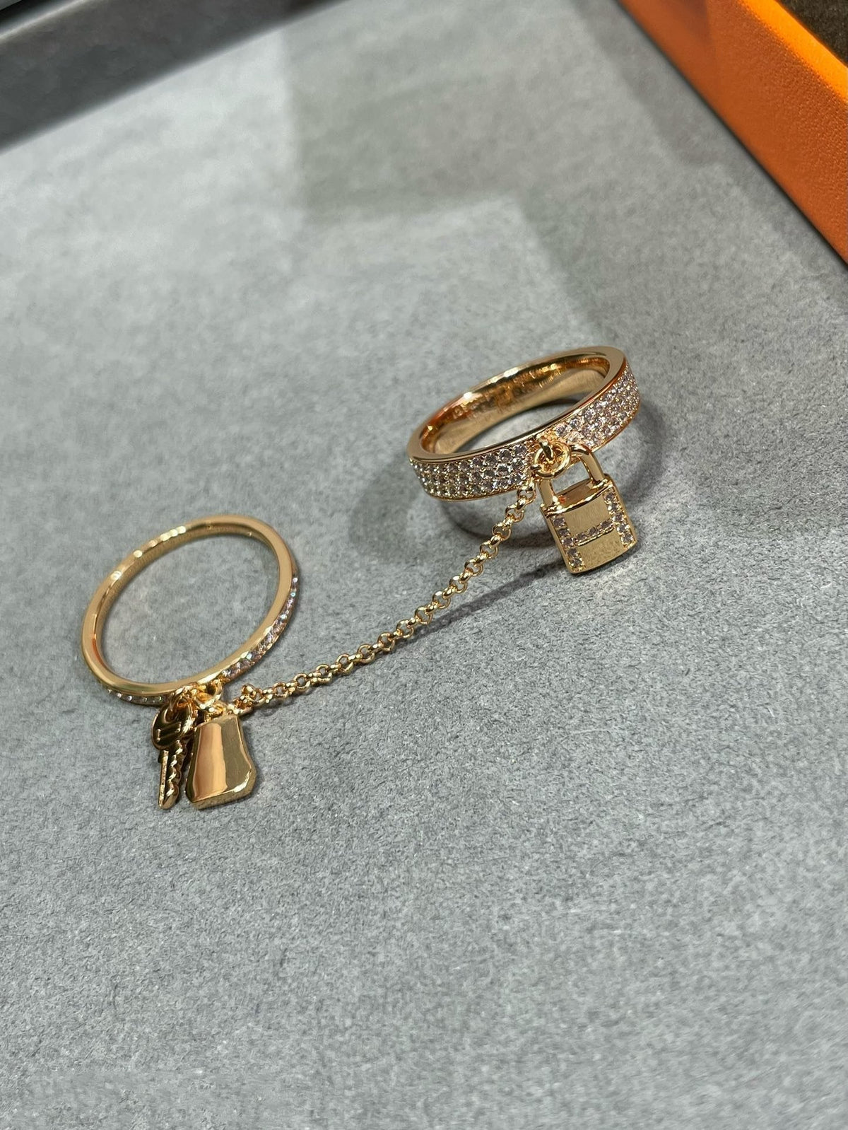 [OrnoraJewelry]HM KELLY CLOCHETTE DOUBLE RING IN  WITH DIAMONDS