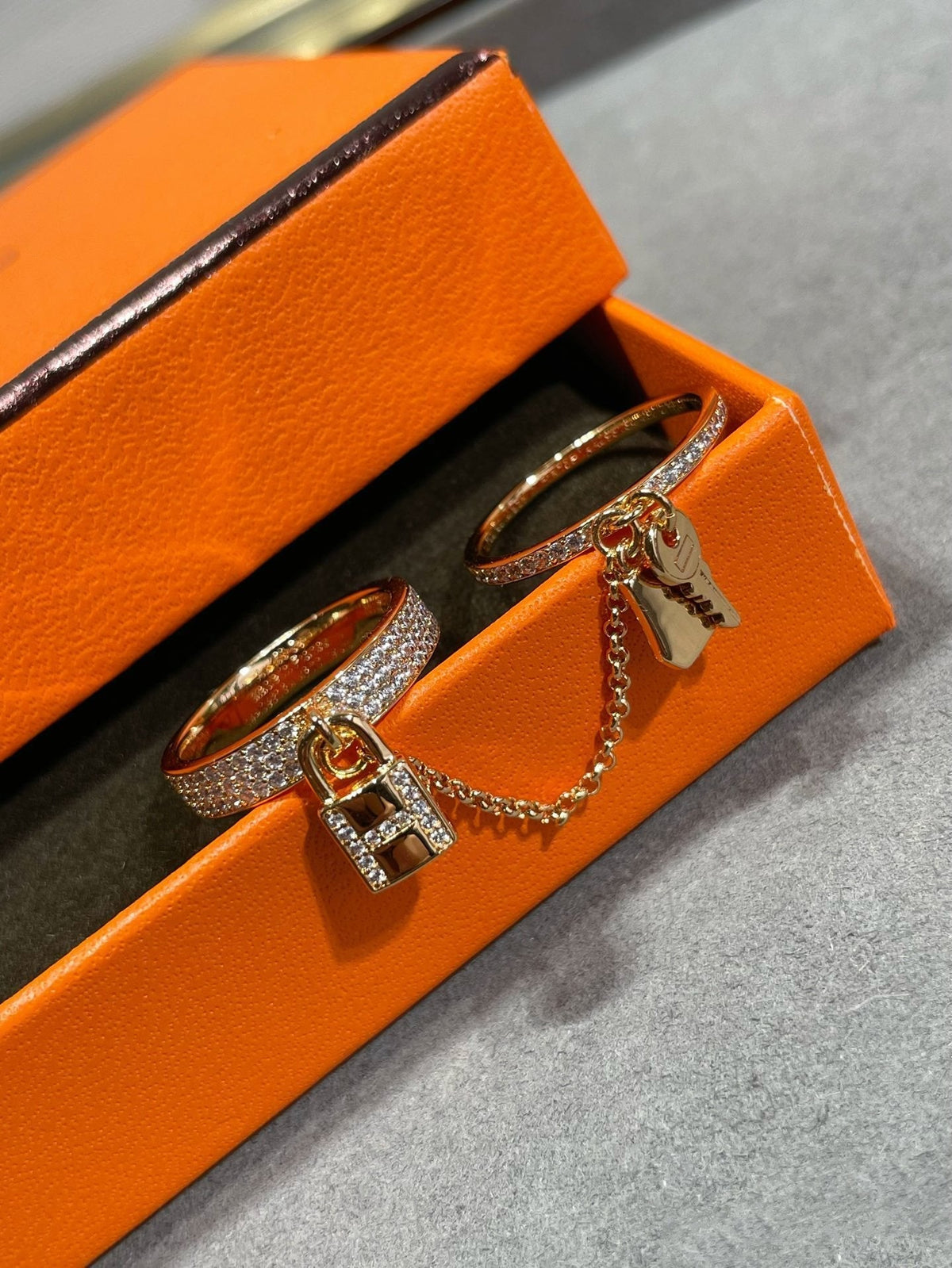 [OrnoraJewelry]HM KELLY CLOCHETTE DOUBLE RING IN  WITH DIAMONDS
