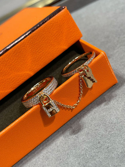 [OrnoraJewelry]HM KELLY CLOCHETTE DOUBLE RING IN  WITH DIAMONDS