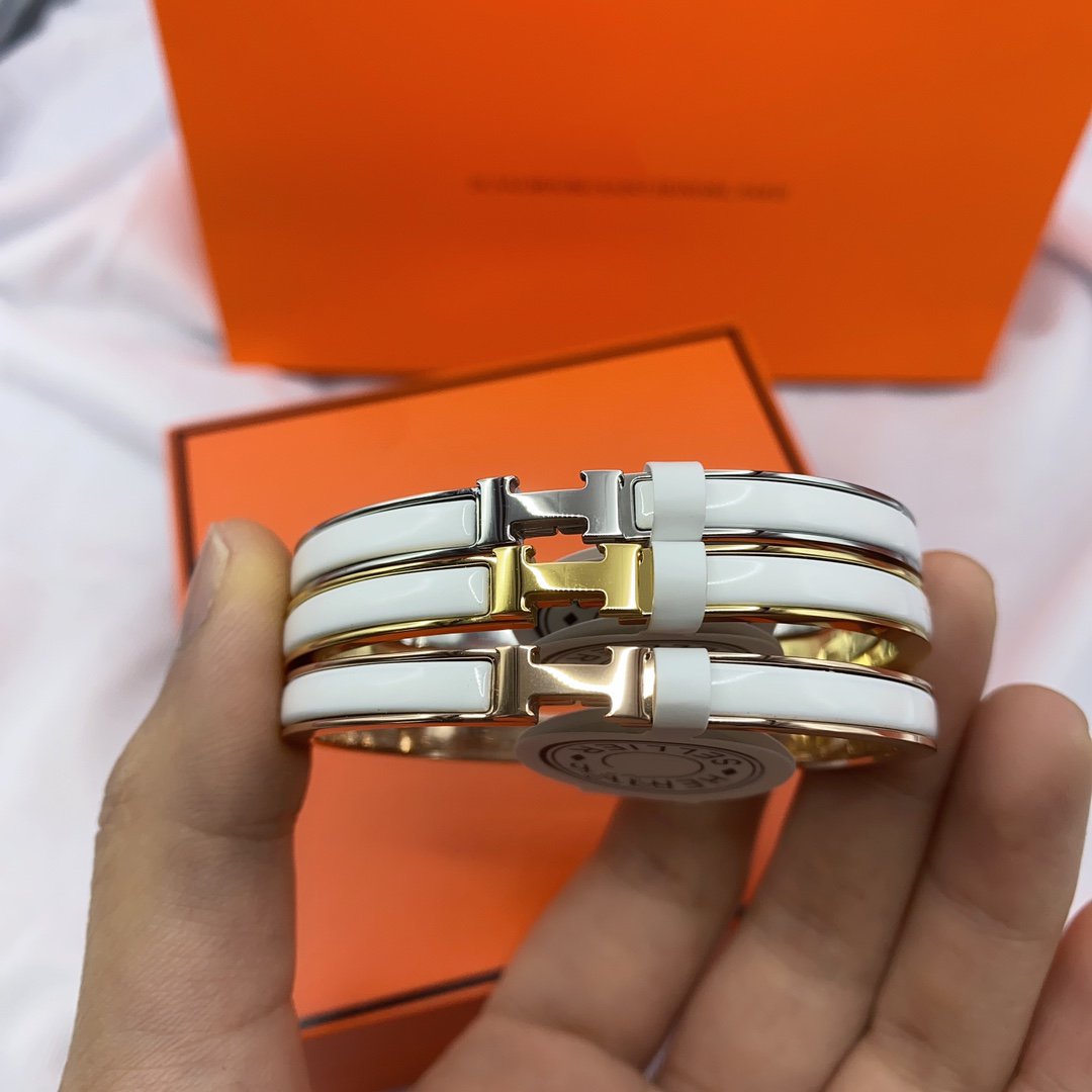 [OrnoraJewelry]CLASSIC HM CLIC WHITE 8MM ENAMEL BRACELET