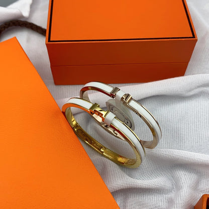 [OrnoraJewelry]CLASSIC HM CLIC WHITE 8MM ENAMEL BRACELET