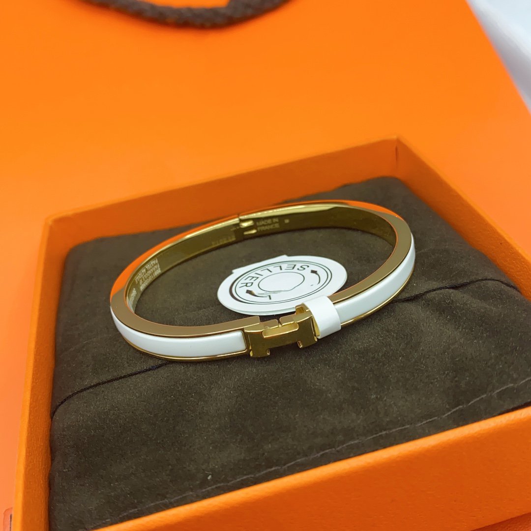[OrnoraJewelry]CLASSIC HM CLIC WHITE 8MM ENAMEL BRACELET