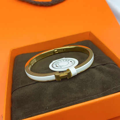 [OrnoraJewelry]CLASSIC HM CLIC WHITE 8MM ENAMEL BRACELET