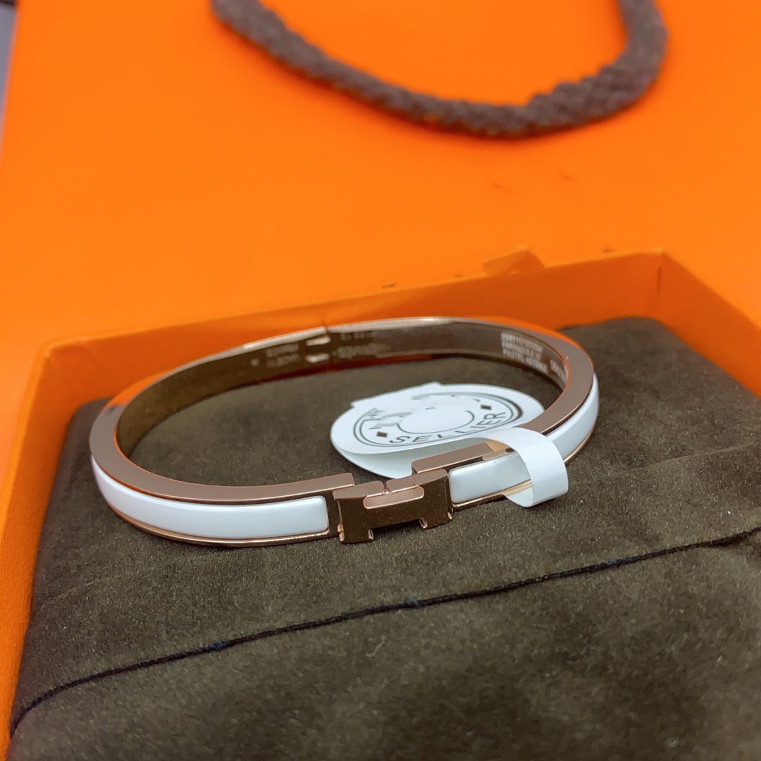 [OrnoraJewelry]CLASSIC HM CLIC WHITE 8MM ENAMEL BRACELET