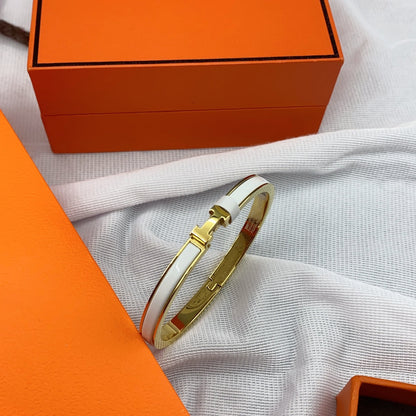 [OrnoraJewelry]CLASSIC HM CLIC WHITE 8MM ENAMEL BRACELET