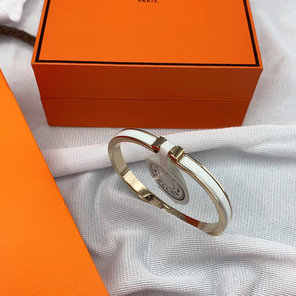 [OrnoraJewelry]CLASSIC HM CLIC WHITE 8MM ENAMEL BRACELET
