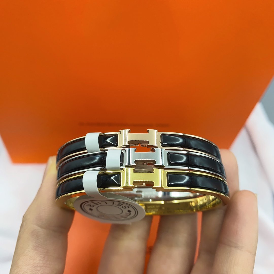 [OrnoraJewelry]CLASSIC HM CLIC BLACK 8MM ENAMEL BRACELET