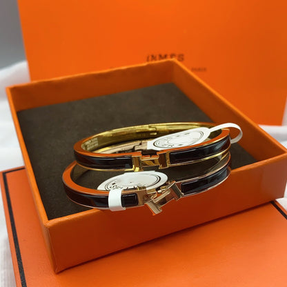 [OrnoraJewelry]CLASSIC HM CLIC BLACK 8MM ENAMEL BRACELET