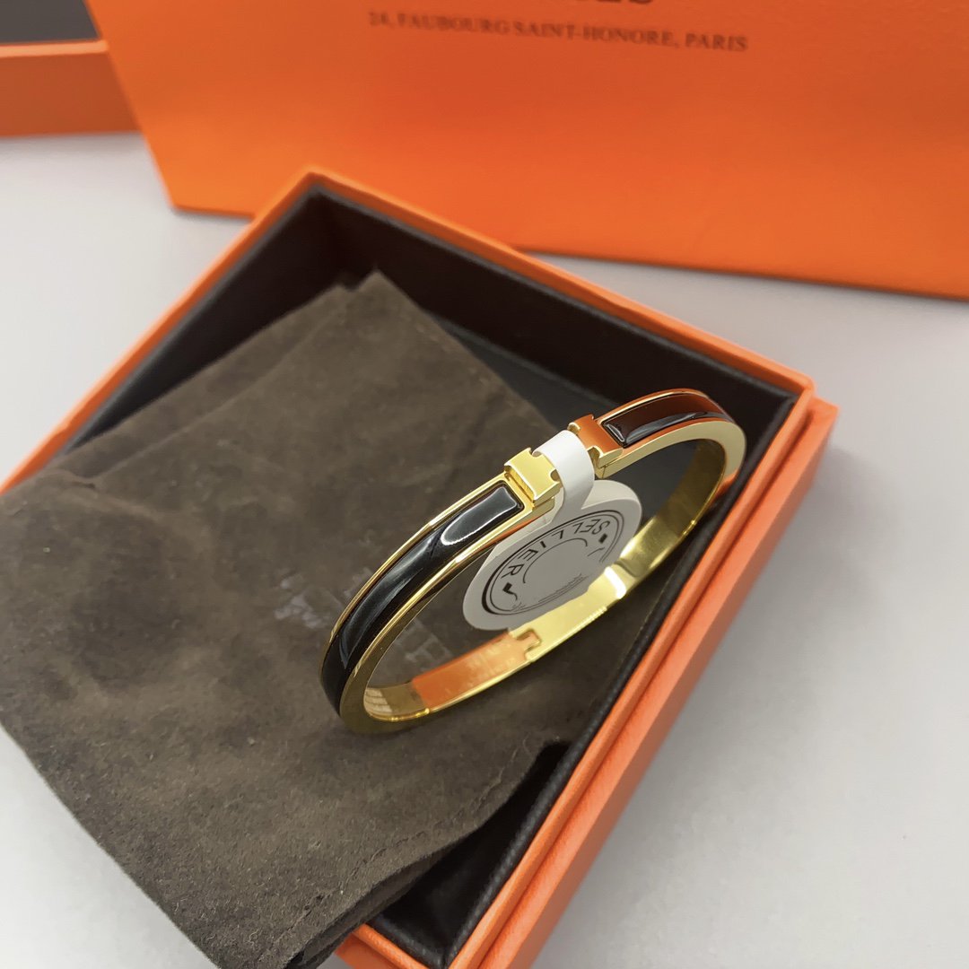 [OrnoraJewelry]CLASSIC HM CLIC BLACK 8MM ENAMEL BRACELET