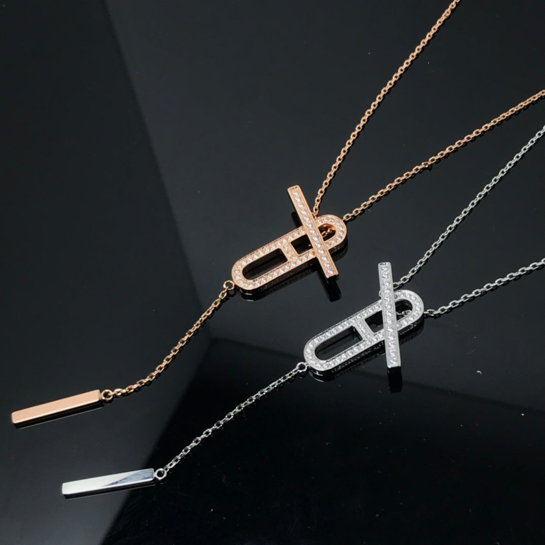 [OrnoraJewelry]HM NECKLACE PLATINUM ROSE GOLD DIAMOND
