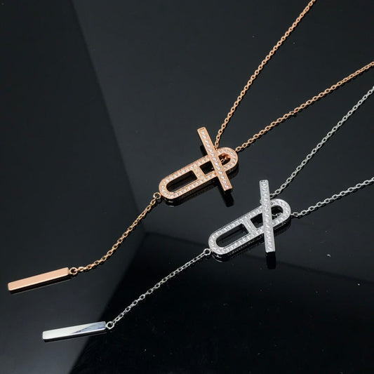 [OrnoraJewelry]HM NECKLACE PLATINUM ROSE GOLD DIAMOND