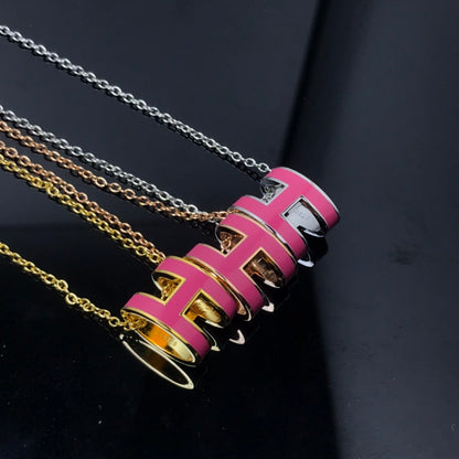 [OrnoraJewelry]H NECKLACE PINK
