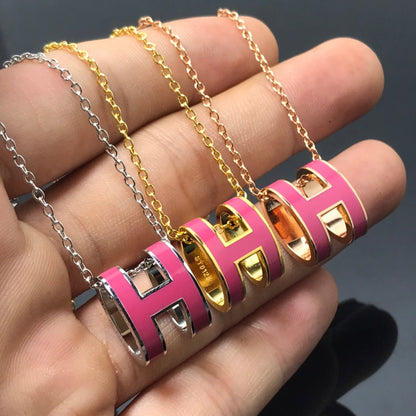[OrnoraJewelry]H NECKLACE PINK