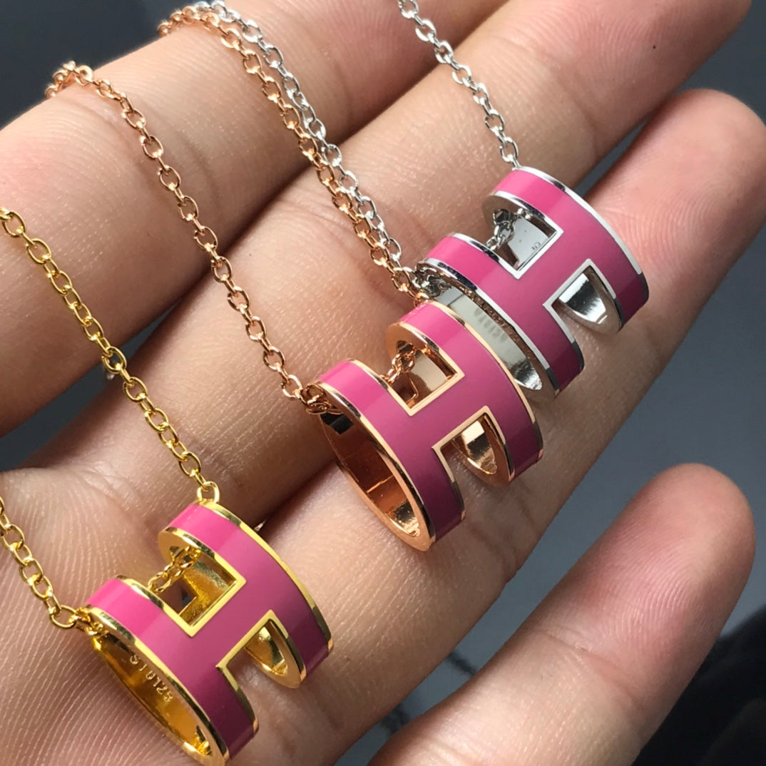 [OrnoraJewelry]H NECKLACE PINK