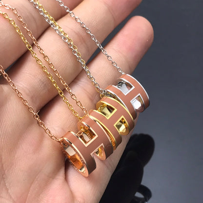 [OrnoraJewelry]H NECKLACE BROWN