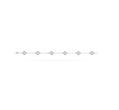 [OrnoraJewelry]CLOVER 6 MOTIF SILVER DIAMOND BRACELET