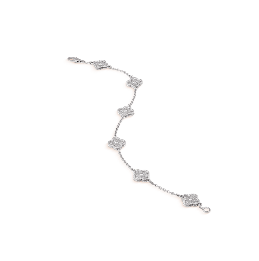 [OrnoraJewelry]CLOVER 6 MOTIF SILVER DIAMOND BRACELET