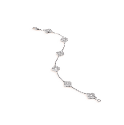 [OrnoraJewelry]CLOVER 6 MOTIF SILVER DIAMOND BRACELET