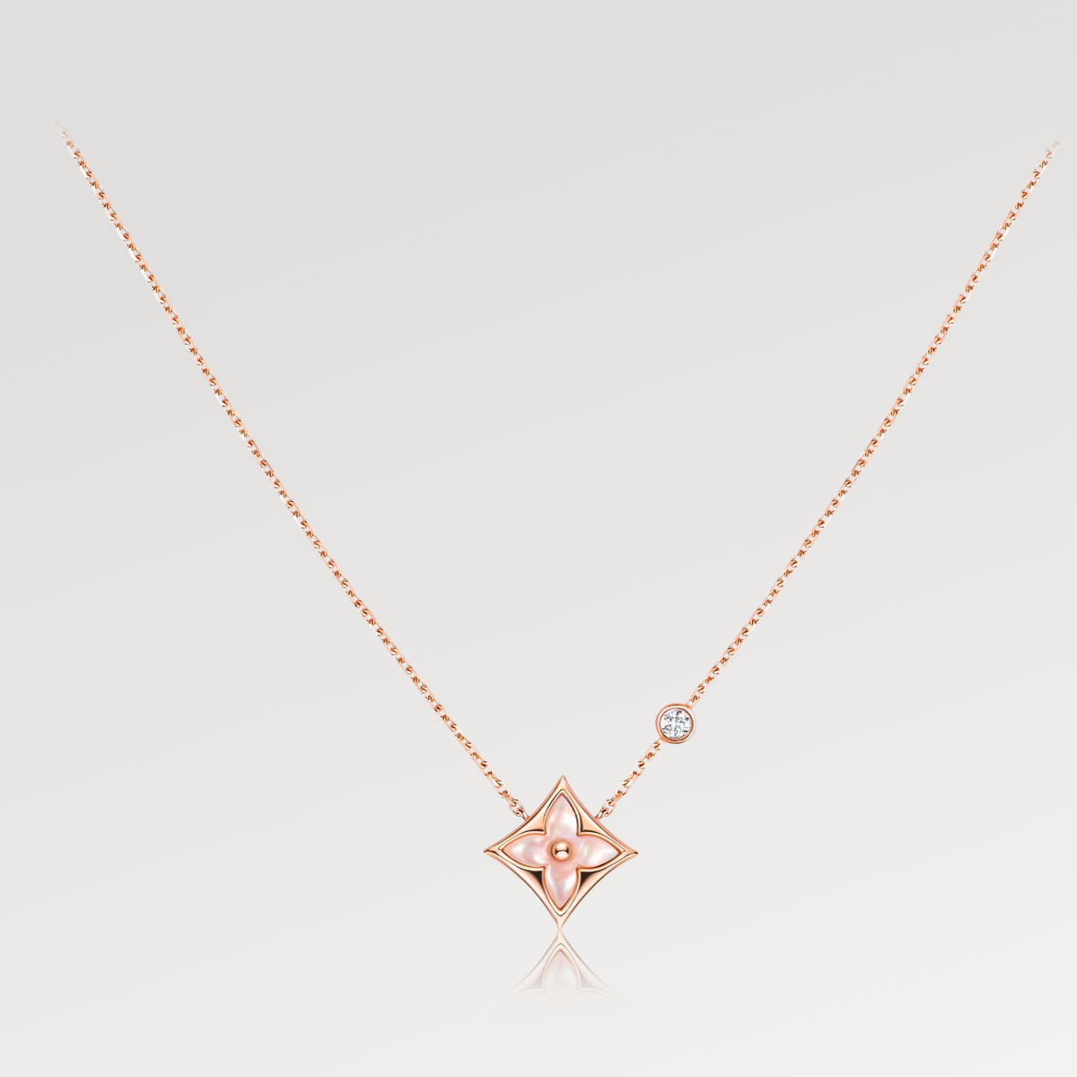 [OrnoraJewelry]OrnoraPINK MOP 1 DIAMOND PINK GOLD NECKLACE