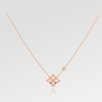 [OrnoraJewelry]OrnoraPINK MOP 1 DIAMOND PINK GOLD NECKLACE