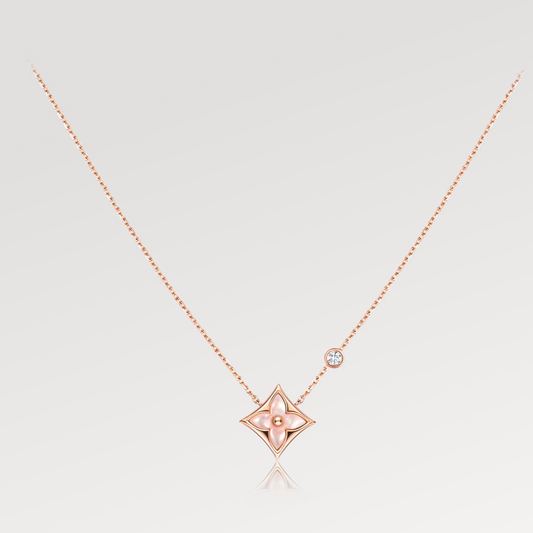 [OrnoraJewelry]OrnoraPINK MOP 1 DIAMOND PINK GOLD NECKLACE