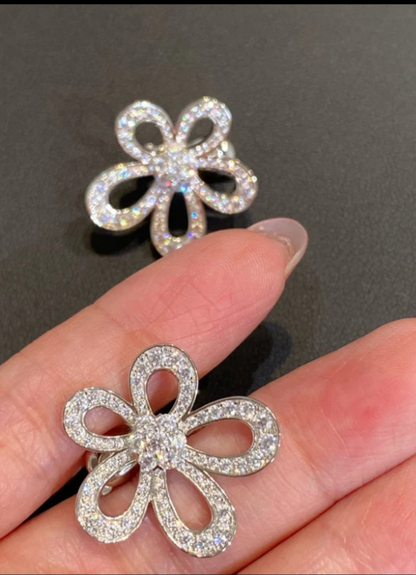 [OrnoraJewelry]Flowerlace Diamond Pavé Earrings