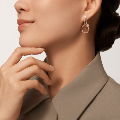 [OrnoraJewelry]JUSTE HALF DIAMOND DOUBLE EARRINGS