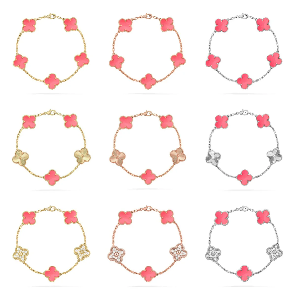 [OrnoraJewelry] CLOVER 5 MOTIFS  PINK MOP BRACELET COLLECTION
