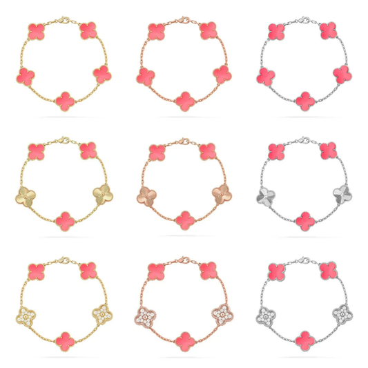 [OrnoraJewelry] CLOVER 5 MOTIFS  PINK MOP BRACELET COLLECTION