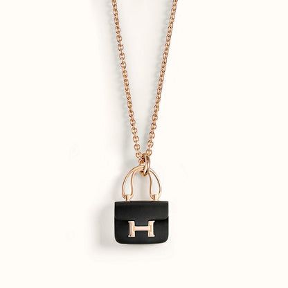 [OrnoraJewelry]CONSTANCE BLACK PEDANT PINK GOLD NECKLACE