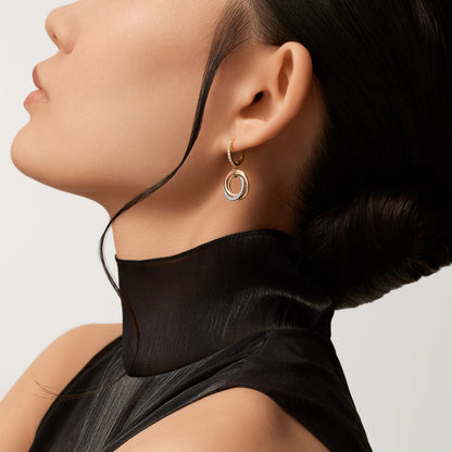 [OrnoraJewelry]TRINITY HALF DIAMOND  EARRINGS