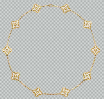 [OrnoraJewelry Jewelry]CLOVER 10 MOTIFS  Gold Diamond  NECKLACE