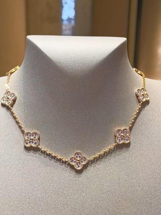 [OrnoraJewelry Jewelry]CLOVER 10 MOTIFS  Gold Diamond  NECKLACE