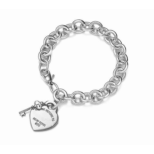 [Ornora Jewelry]KEY HEART CARD CHUNKY INTERLOCKING BRACELET LENGTH