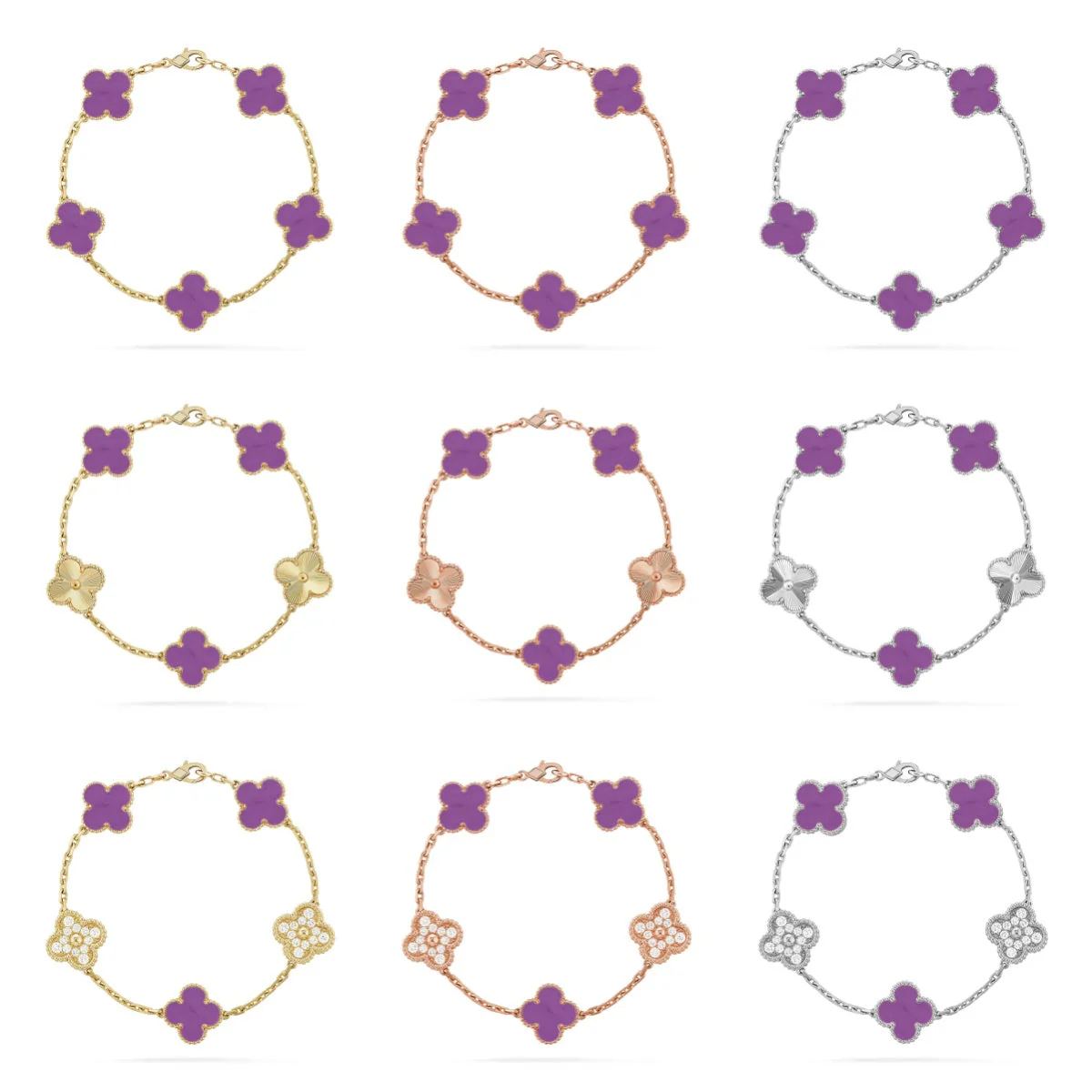 [OrnoraJewelry] CLOVER 5 MOTIF VIOLET BRACELET COLLECTION