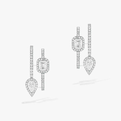[OrnoraJewelry]CREOLES MY TWIN 2 RANGS SILVER DIAMOND EARRINGS