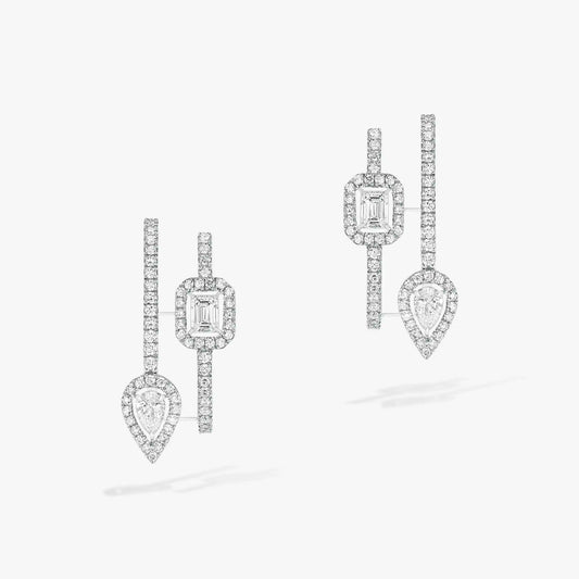 [OrnoraJewelry]CREOLES MY TWIN 2 RANGS SILVER DIAMOND EARRINGS