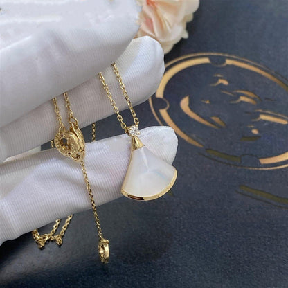 [OrnoraJewelry]DREAM NECKLACE WHITE MOP GOLD 1 DIAMOND